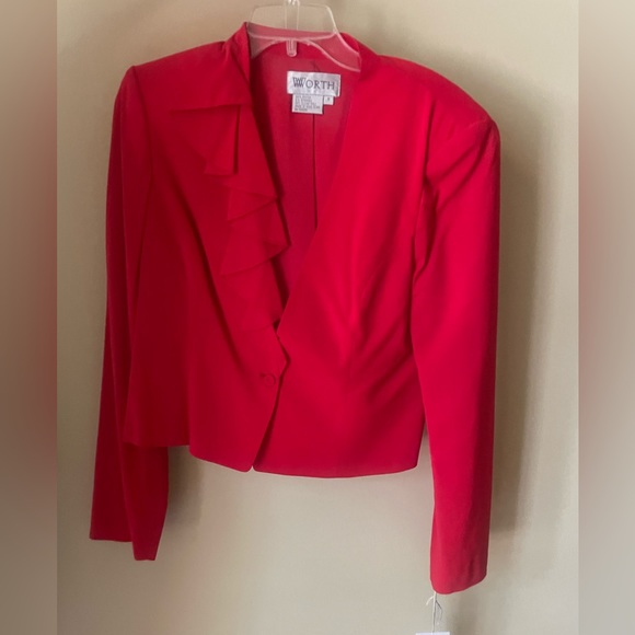 VINTAGE Lipstick Frill Wrap Jacket Blouse - Picture 2 of 8